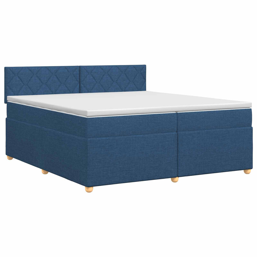 vidaXL Łóżko kontynentalne z materacem niebieski 200 x 200 cm tkanina