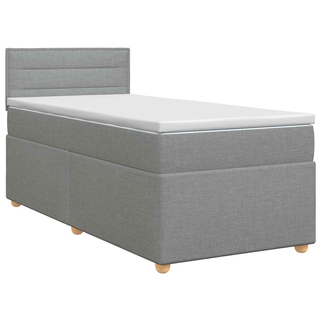vidaXL Łóżko kontynentalne z materacem jasnoszary 90 x 190 cm tkanina