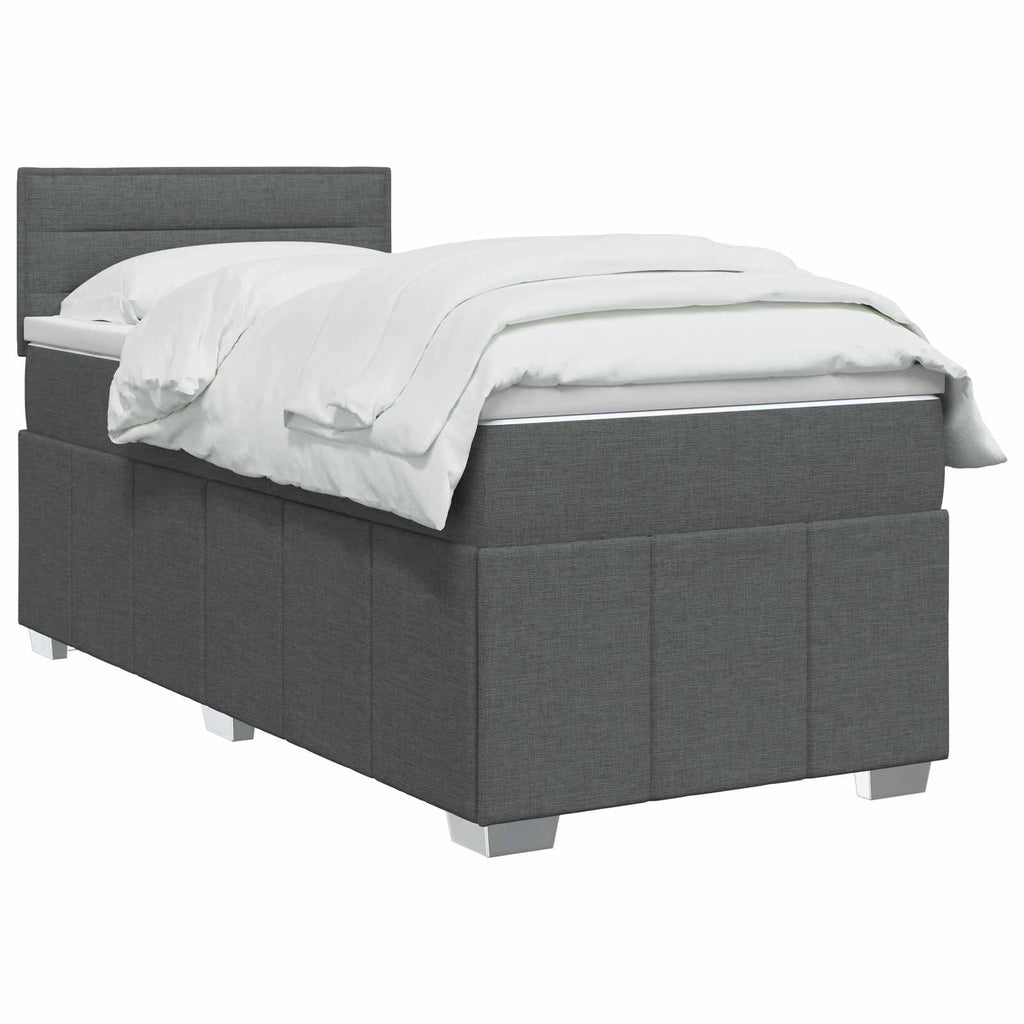 vidaXL Łóżko kontynentalne z materacem ciemnoszary 80 x 200 cm tkanina