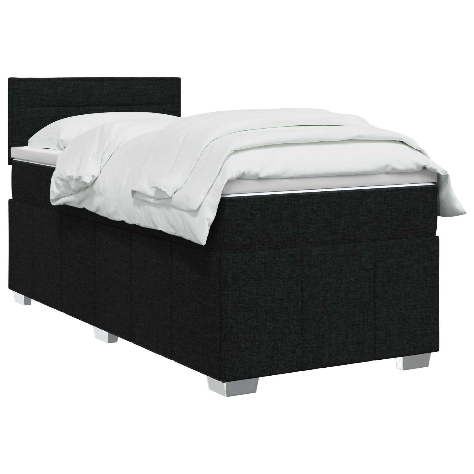 vidaXL Łóżko kontynentalne z materacem Czarny 80 x 200 cm tkanina