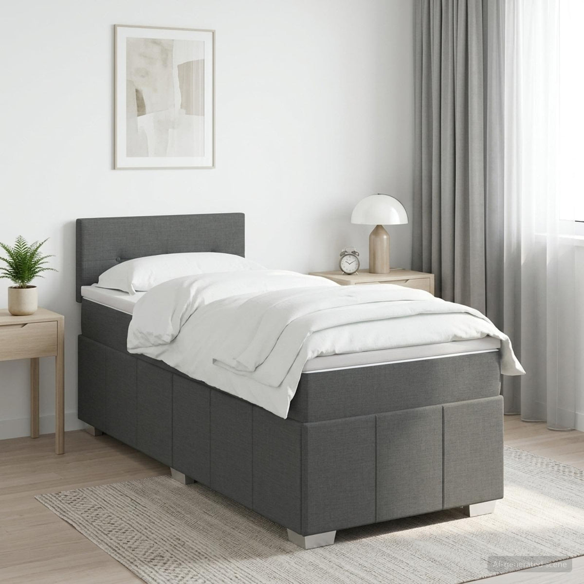 vidaXL Łóżko kontynentalne z materacem ciemnoszary 90 x 190 cm tkanina