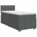 vidaXL Łóżko kontynentalne z materacem ciemnoszary 80 x 200 cm tkanina