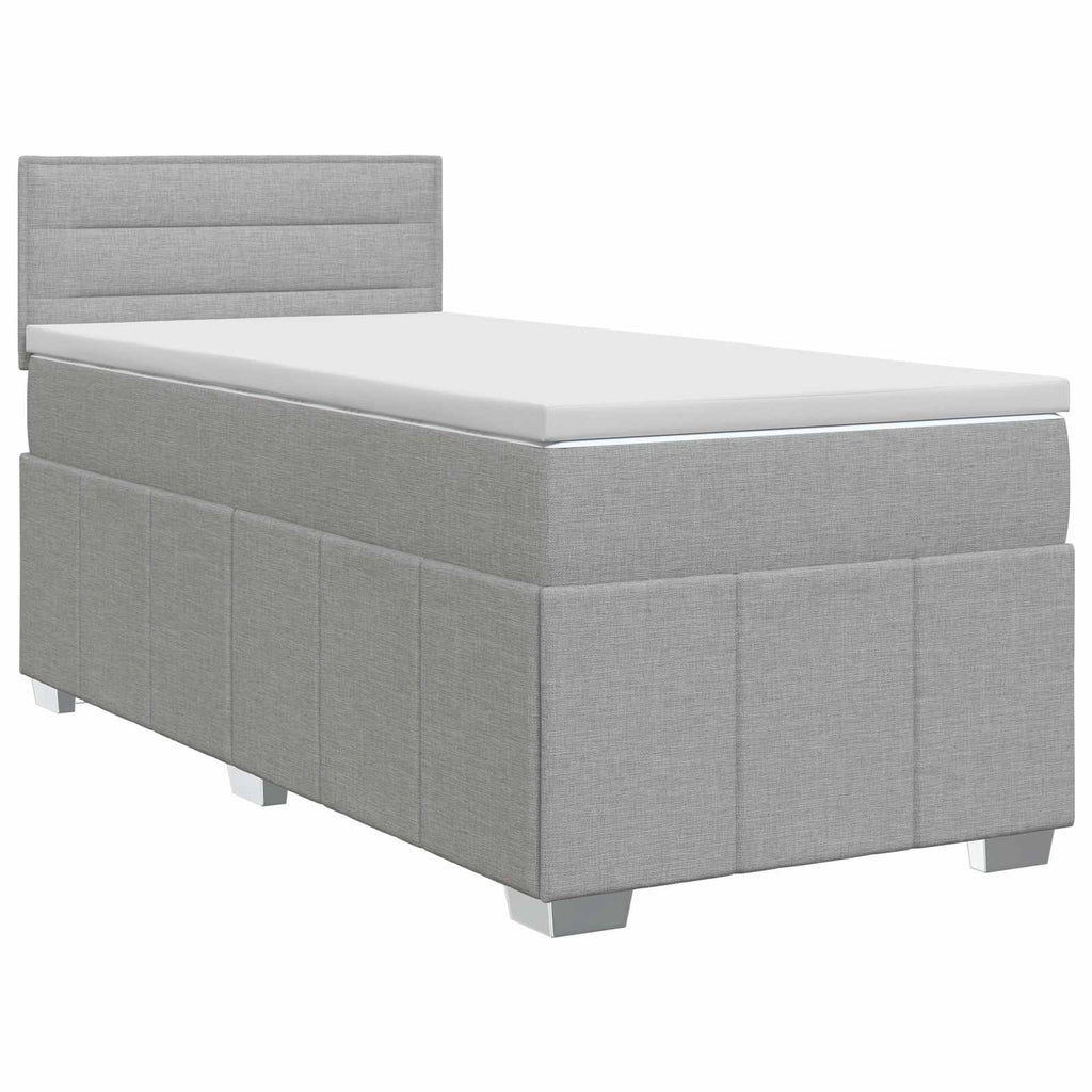 vidaXL Łóżko kontynentalne z materacem jasnoszary 90 x 200 cm tkanina