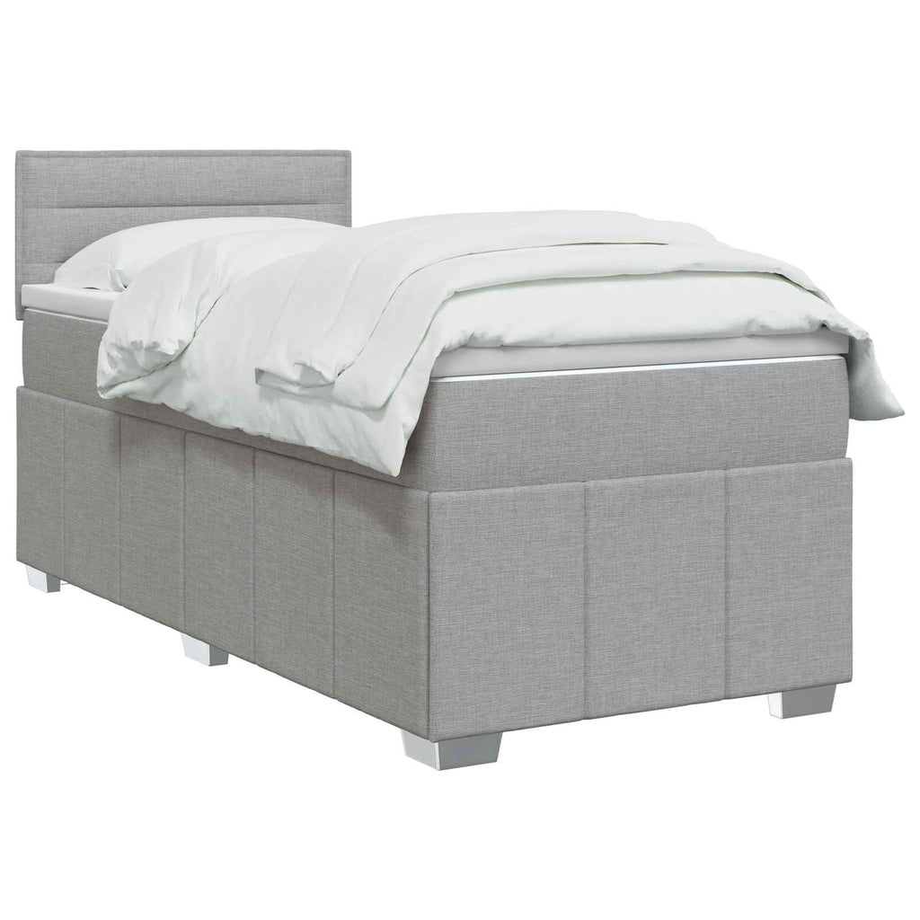 vidaXL Łóżko kontynentalne z materacem jasnoszary 90 x 200 cm tkanina
