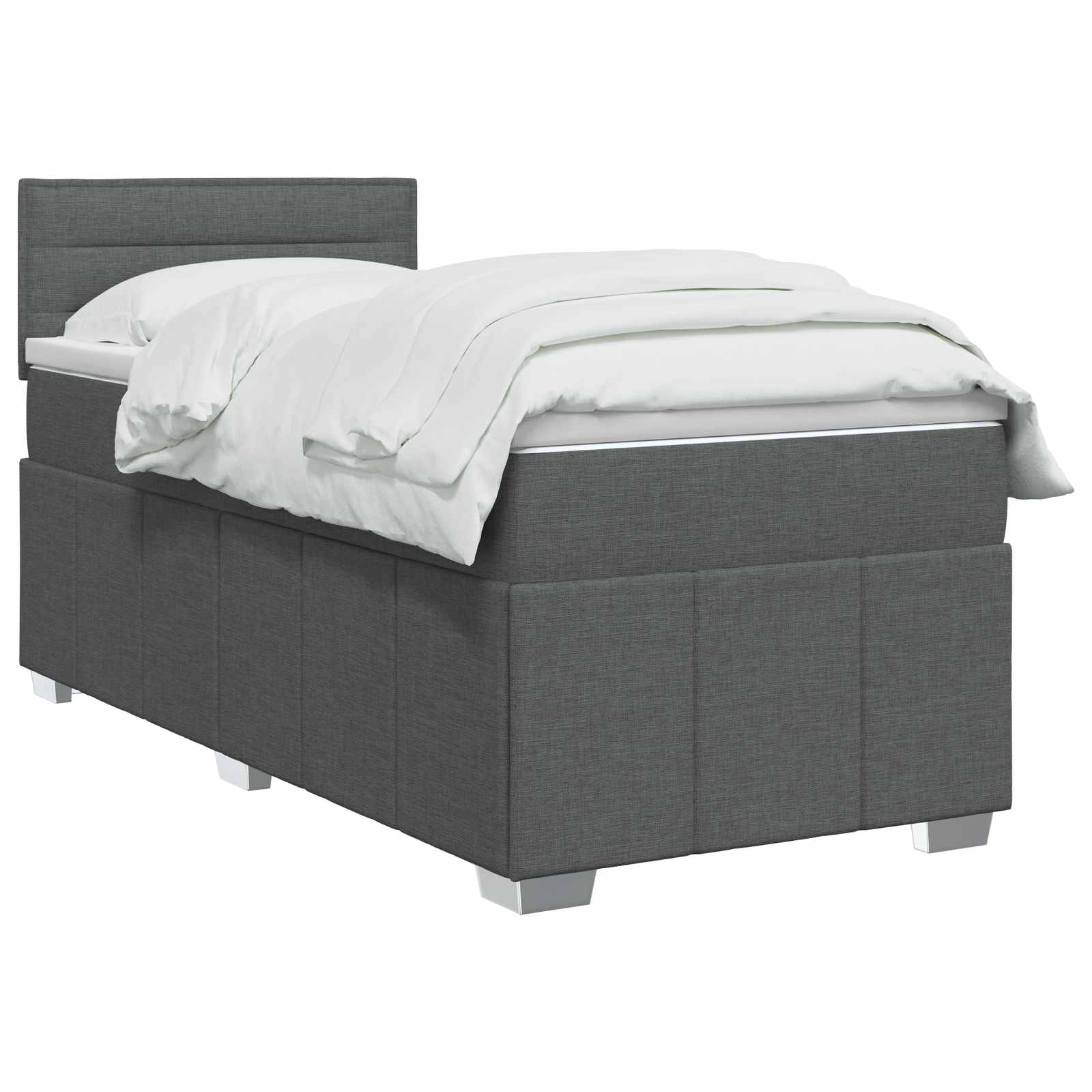 vidaXL Łóżko kontynentalne z materacem ciemnoszary 90 x 200 cm tkanina