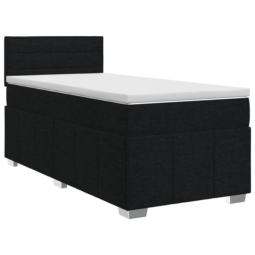 vidaXL Łóżko kontynentalne z materacem Czarny 90 x 200 cm tkanina