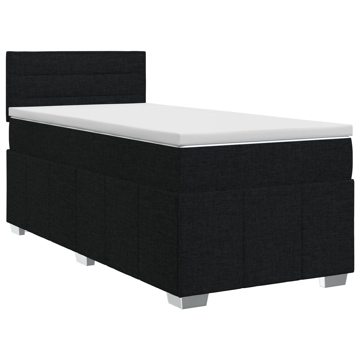 vidaXL Łóżko kontynentalne z materacem Czarny 90 x 200 cm tkanina