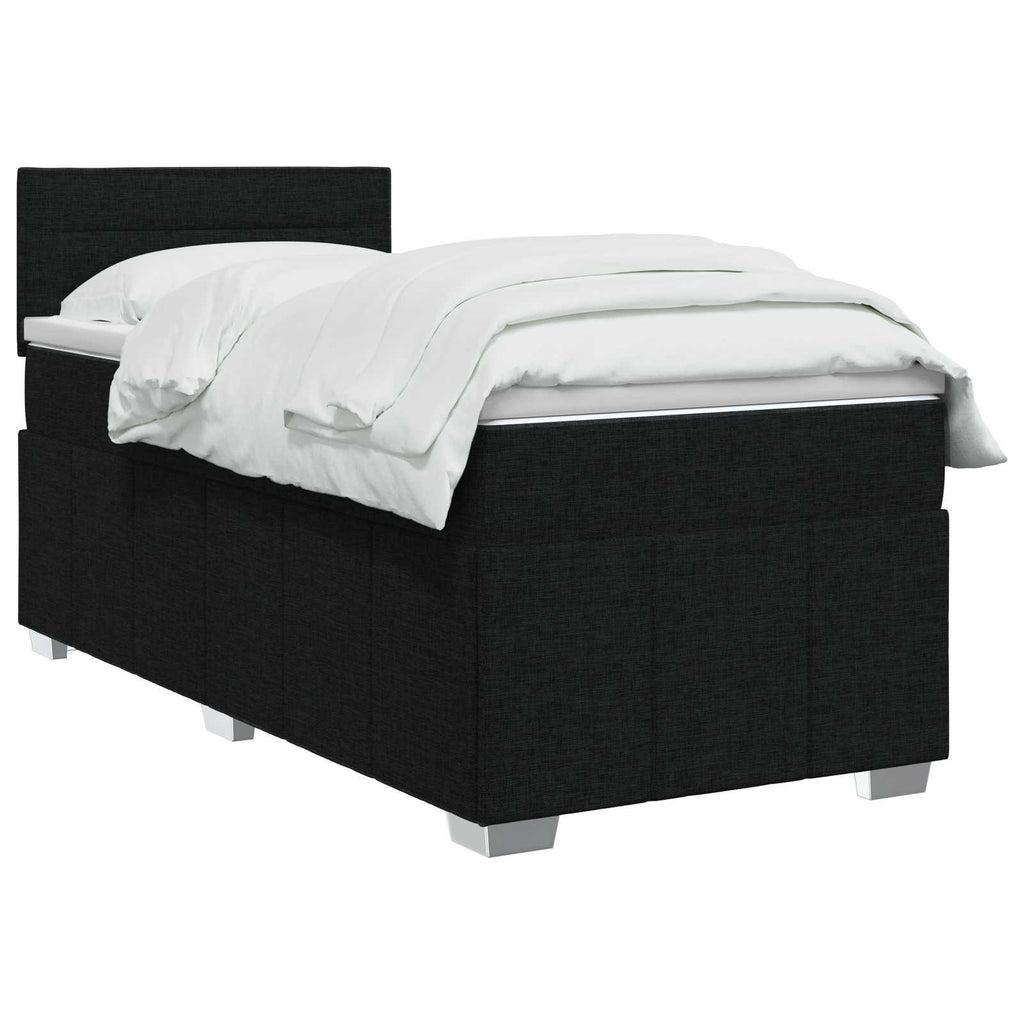 vidaXL Łóżko kontynentalne z materacem Czarny 90 x 200 cm tkanina