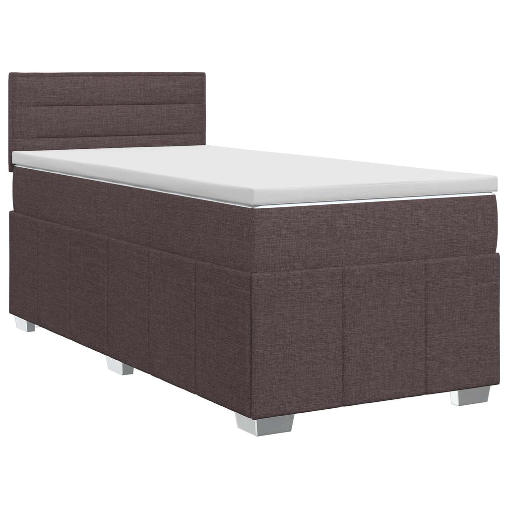 vidaXL Łóżko kontynentalne z materacem Ciemny brąz 90 x 200 cm tkanina