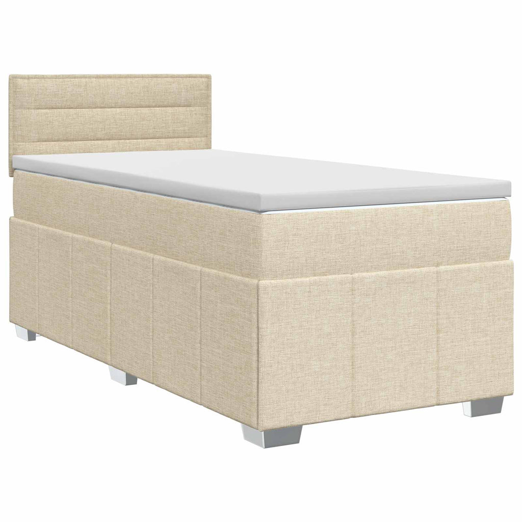 vidaXL Łóżko kontynentalne z materacem kremowy 90 x 200 cm tkanina