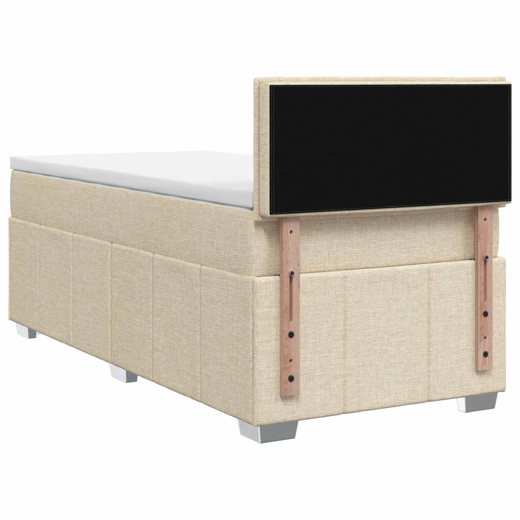 vidaXL Łóżko kontynentalne z materacem kremowy 90 x 200 cm tkanina