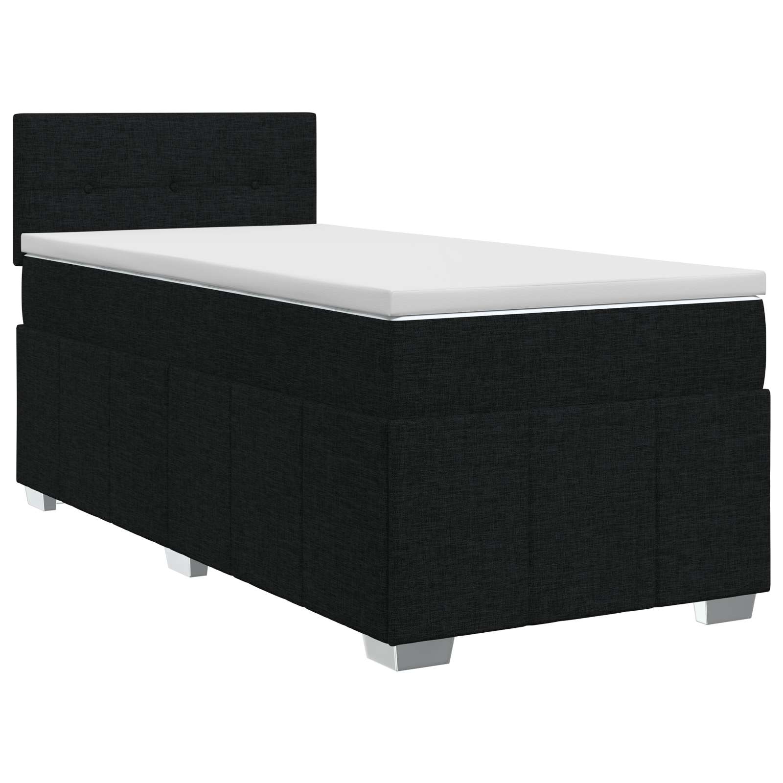 vidaXL Łóżko kontynentalne z materacem Czarny 90 x 200 cm tkanina