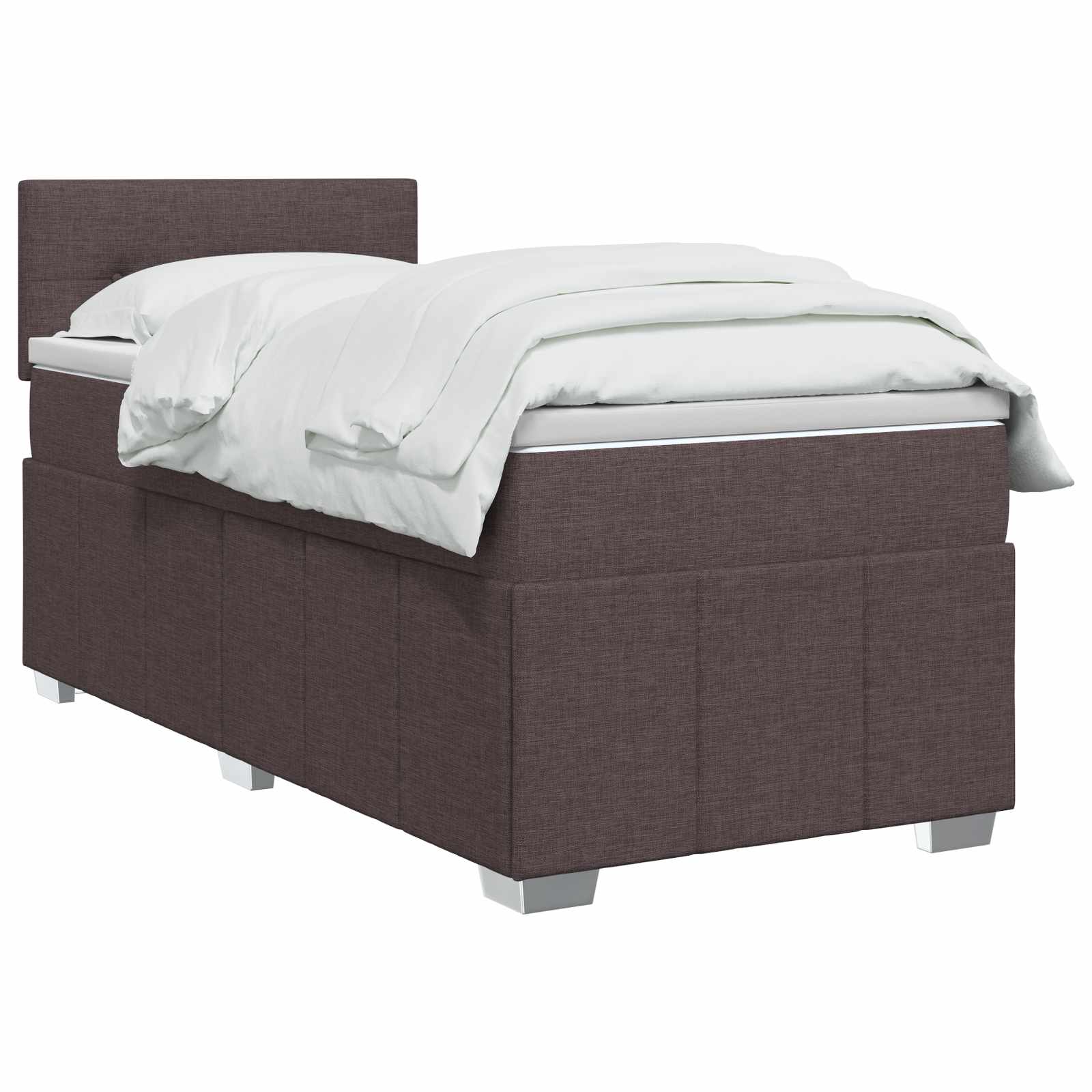 vidaXL Łóżko kontynentalne z materacem Ciemny brąz 90 x 200 cm tkanina