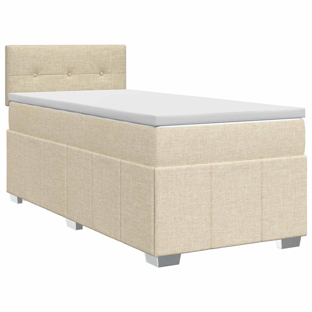 vidaXL Łóżko kontynentalne z materacem kremowy 90 x 200 cm tkanina