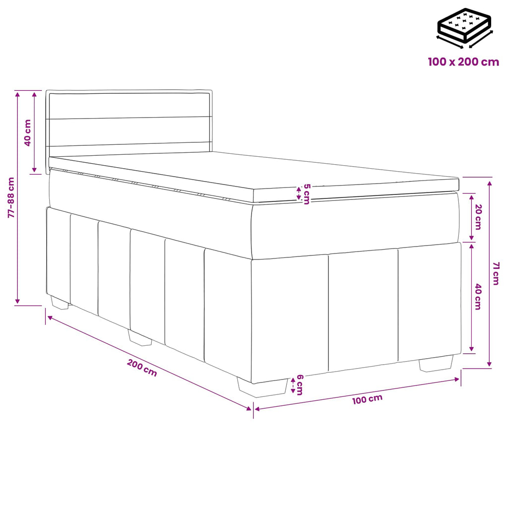 vidaXL Łóżko kontynentalne z materacem niebieski 100 x 200 cm tkanina
