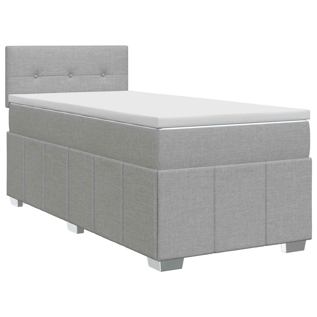 vidaXL Łóżko kontynentalne z materacem jasnoszary 100 x 200 cm tkanina