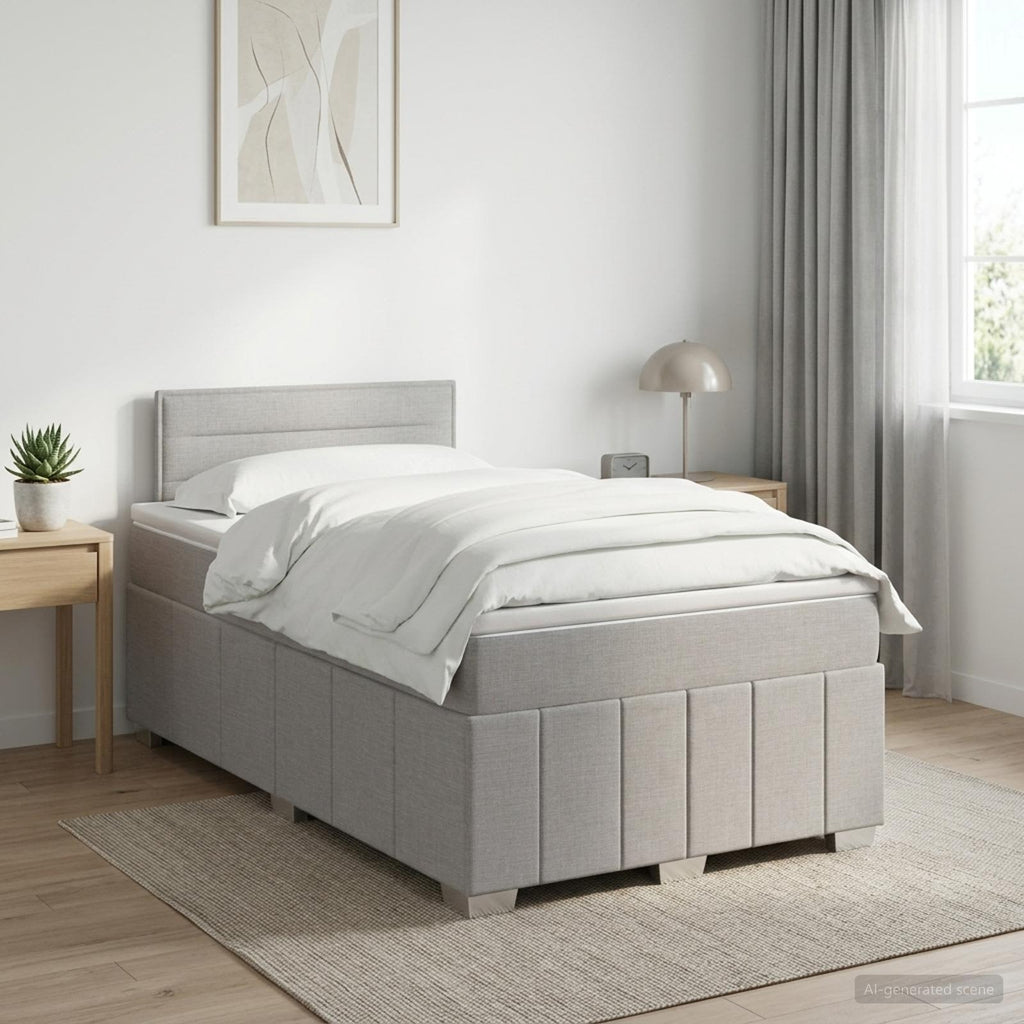 vidaXL Łóżko kontynentalne z materacem jasnoszary 120 x 190 cm tkanina