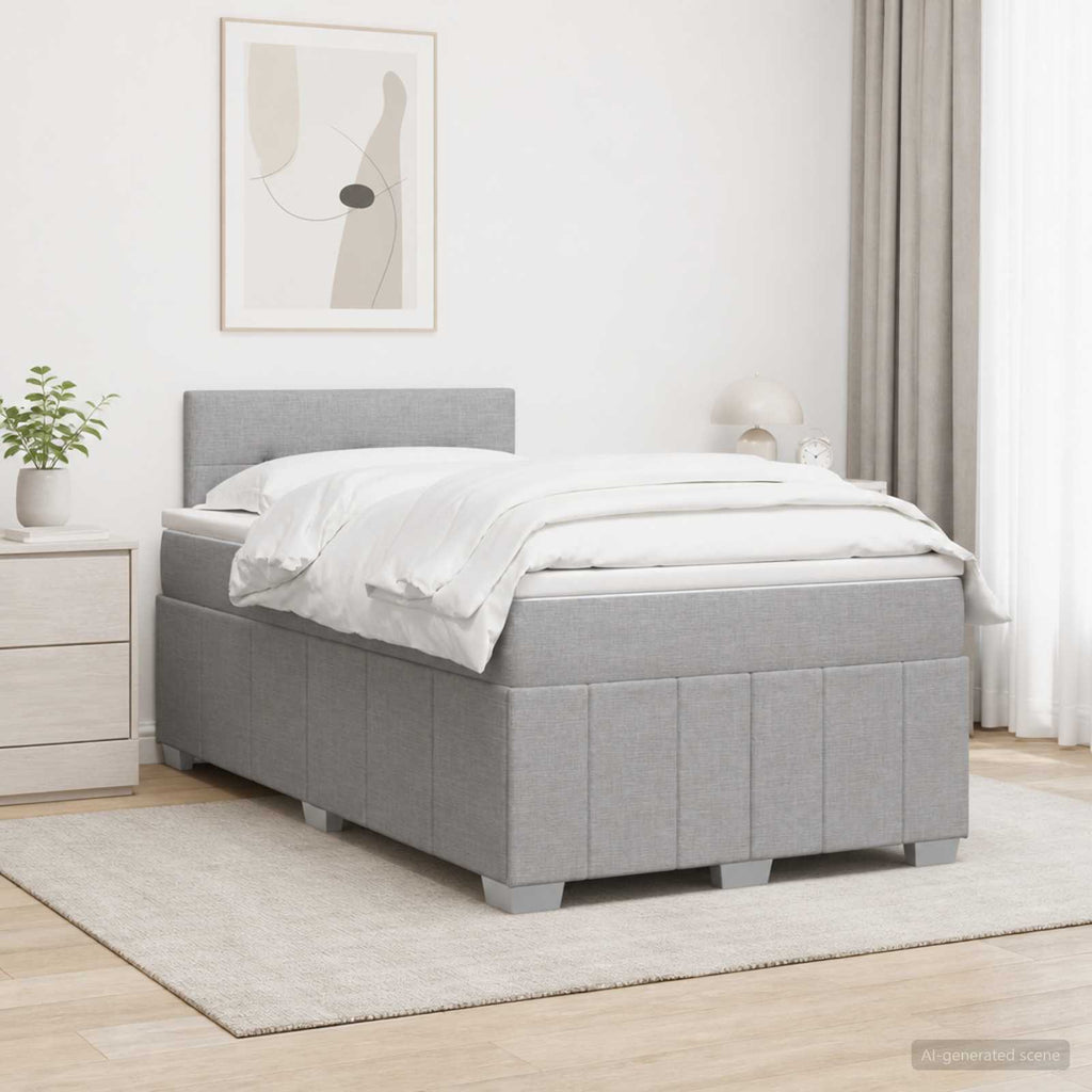 vidaXL Łóżko kontynentalne z materacem jasnoszary 120 x 190 cm tkanina