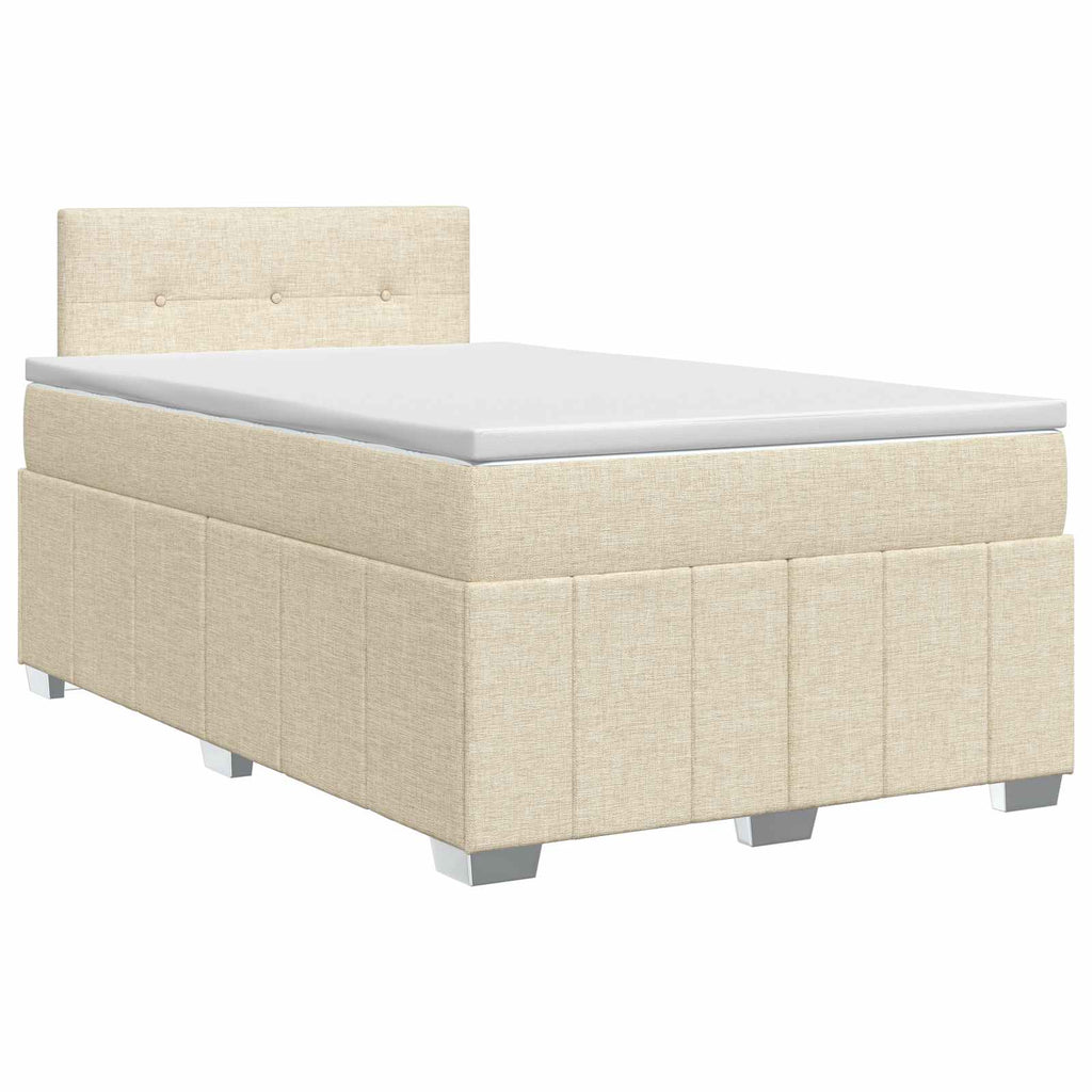 vidaXL Łóżko kontynentalne z materacem kremowy 120 x 190 cm tkanina