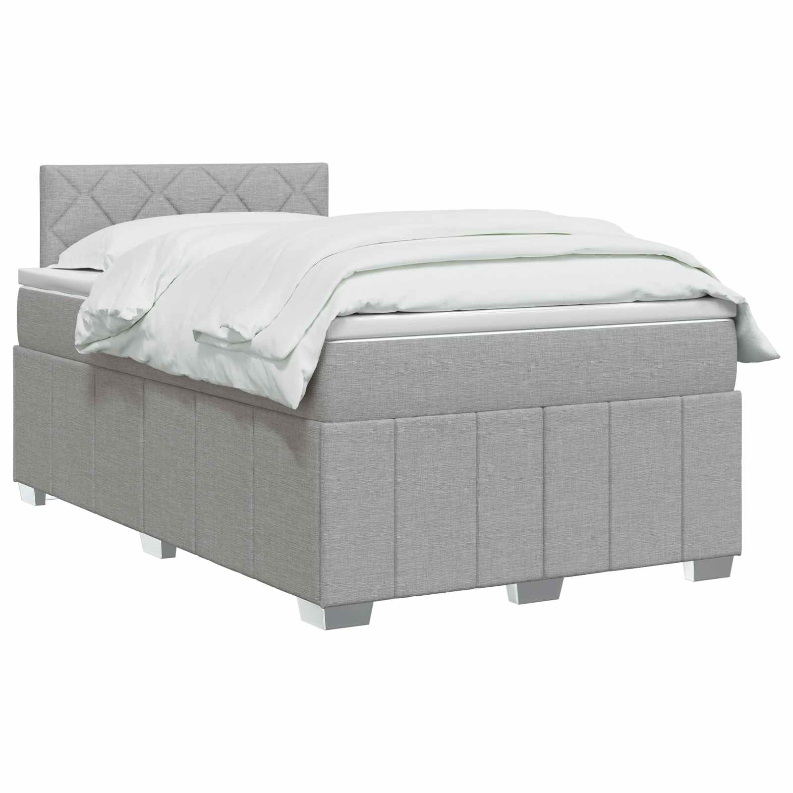 vidaXL Łóżko kontynentalne z materacem jasnoszary 120 x 190 cm tkanina