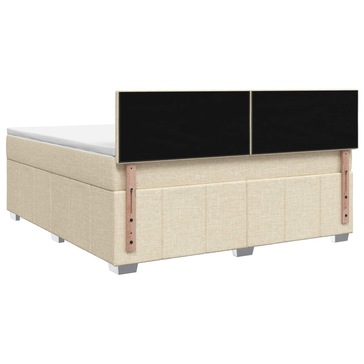 vidaXL Łóżko kontynentalne z materacem kremowy 140 x 190 cm tkanina