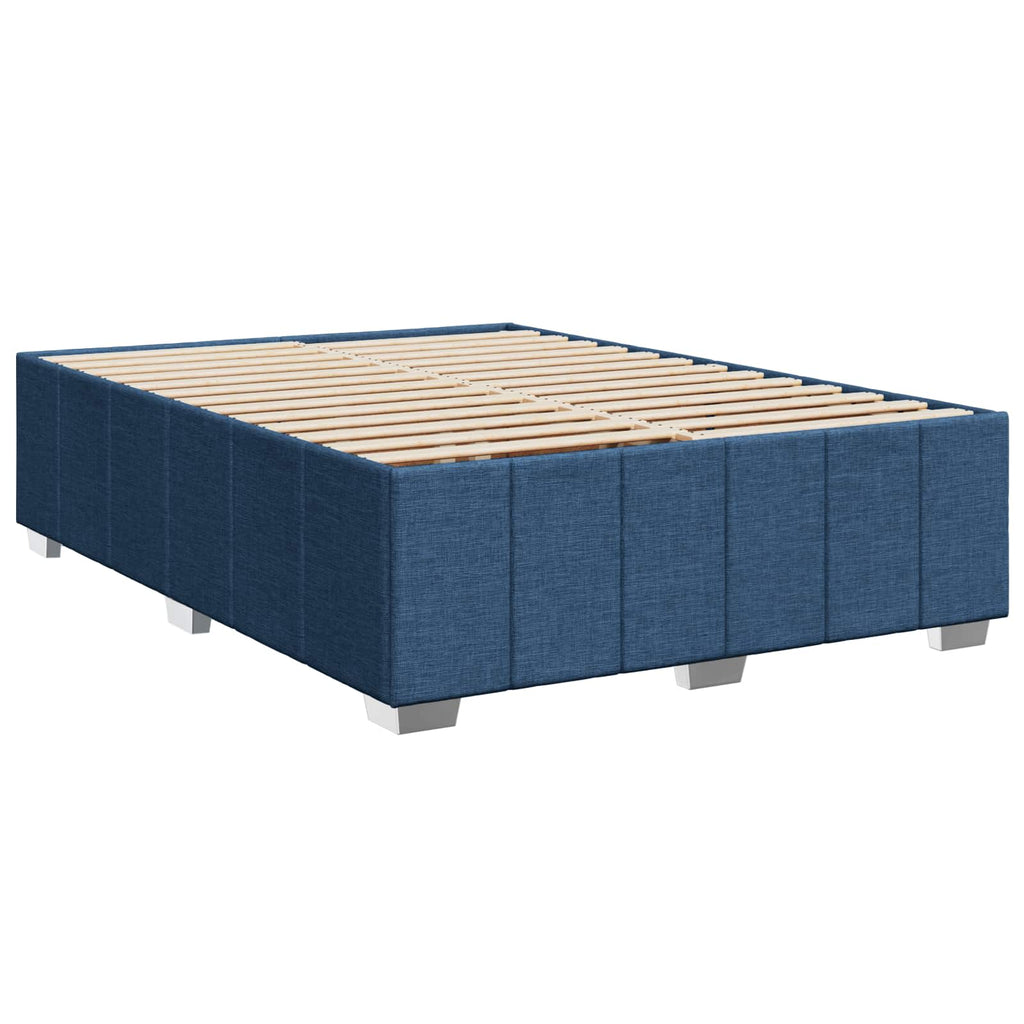 vidaXL Łóżko kontynentalne z materacem niebieski 160 x 200 cm tkanina