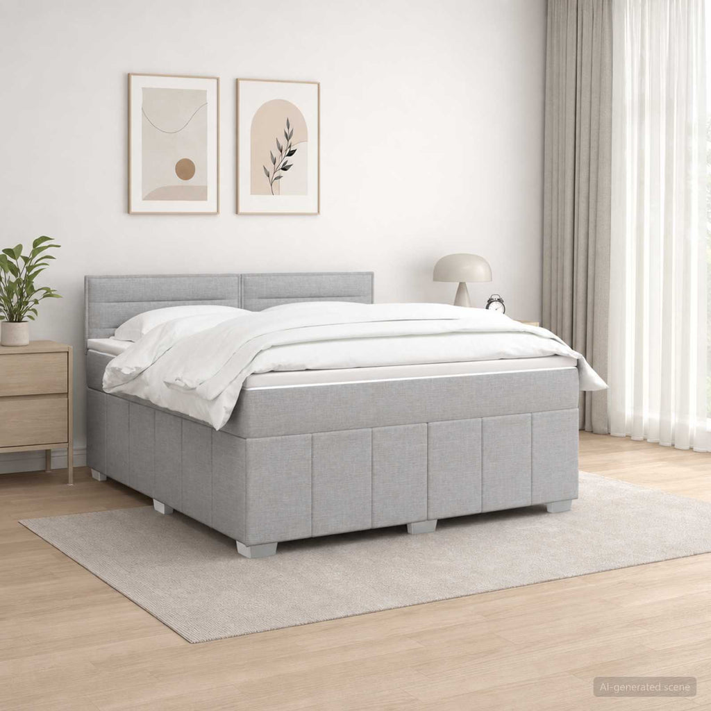 vidaXL Łóżko kontynentalne z materacem jasnoszary 160 x 200 cm tkanina