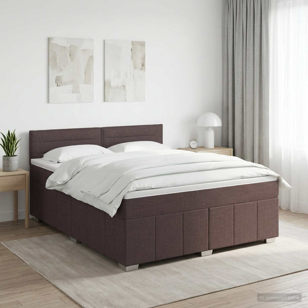 vidaXL Łóżko kontynentalne z materacem Ciemny brąz 140 x 200 cm
