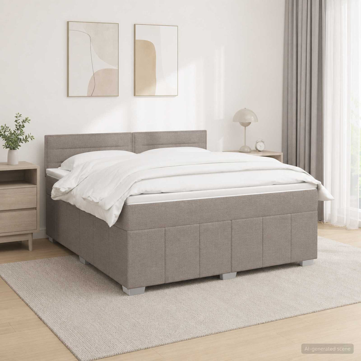 vidaXL Łóżko kontynentalne z materacem Ciemnoszary 180 x 200 cm