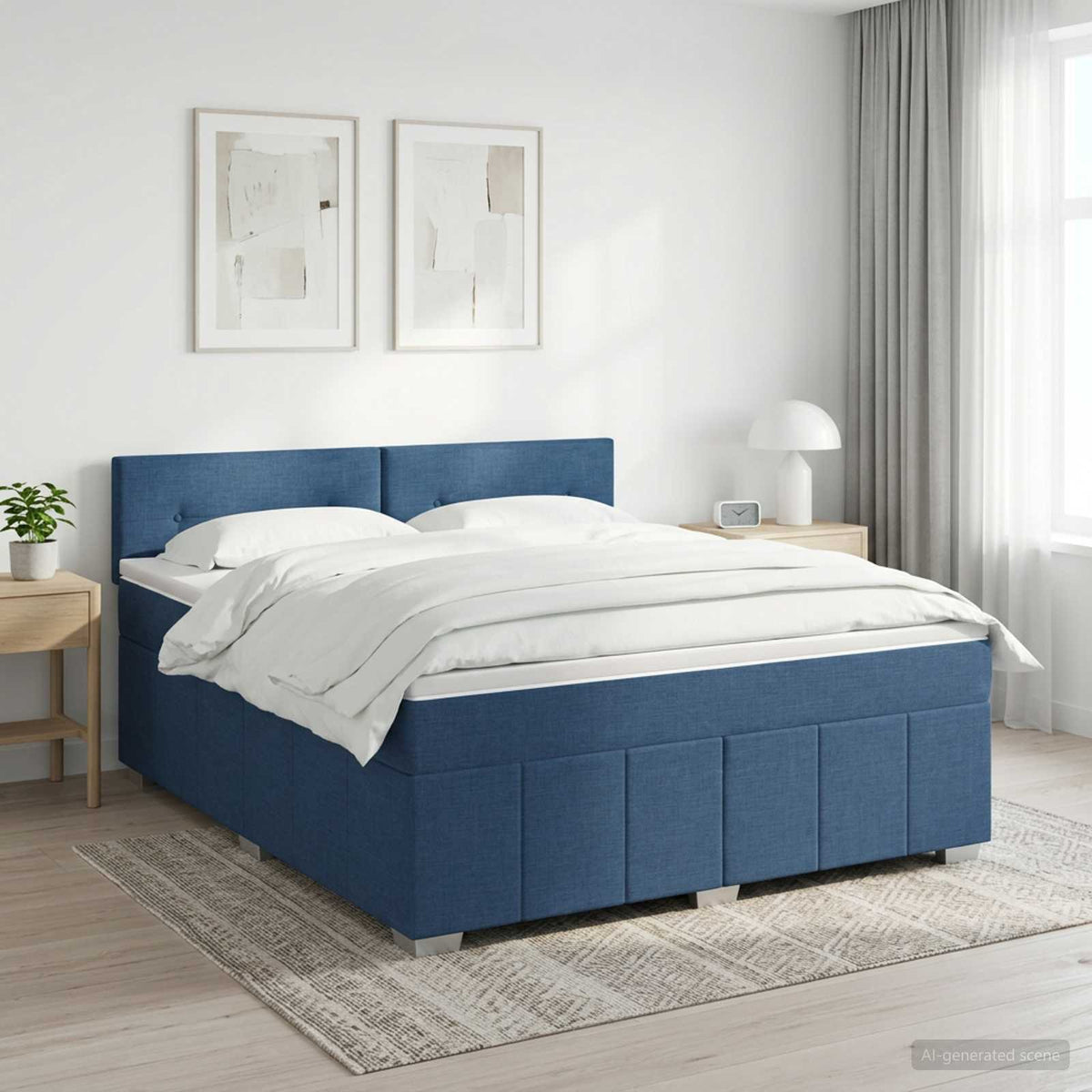 vidaXL Łóżko kontynentalne z materacem niebieski 140 x 190 cm tkanina