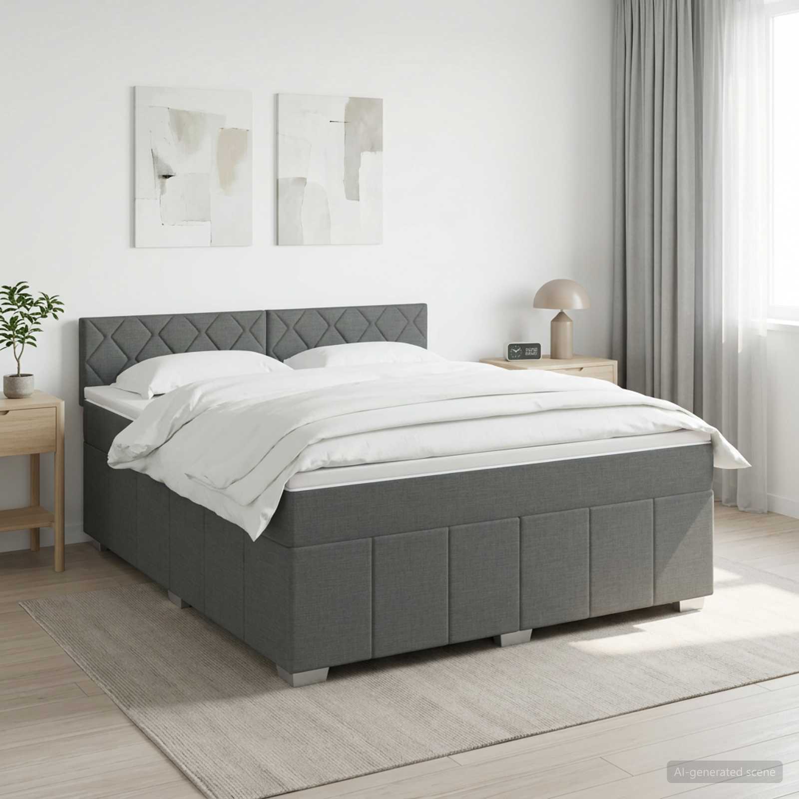 vidaXL Łóżko kontynentalne z materacem ciemnoszary 160 x 200 cm