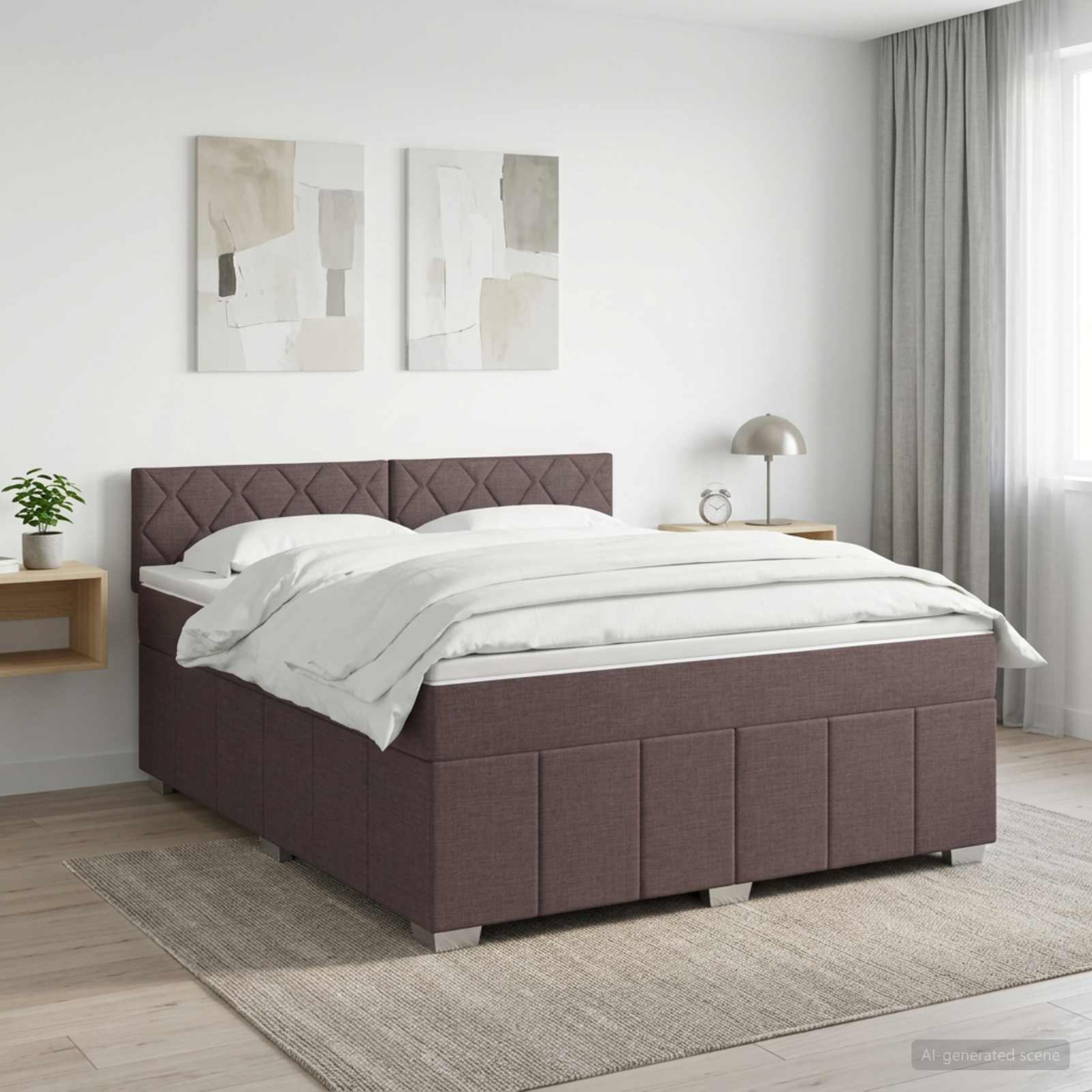 vidaXL Łóżko kontynentalne z materacem Ciemny brąz 160 x 200 cm