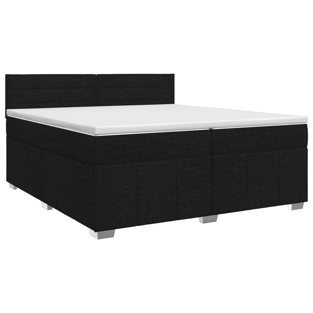 vidaXL Łóżko kontynentalne z materacem Czarny 200 x 200 cm tkanina