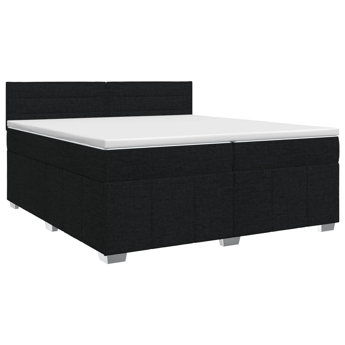 vidaXL Łóżko kontynentalne z materacem Czarny 200 x 200 cm tkanina
