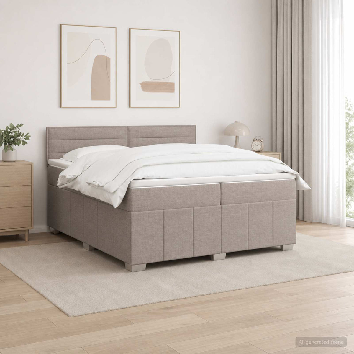 vidaXL Łóżko kontynentalne z materacem Ciemnoszary 200 x 200 cm