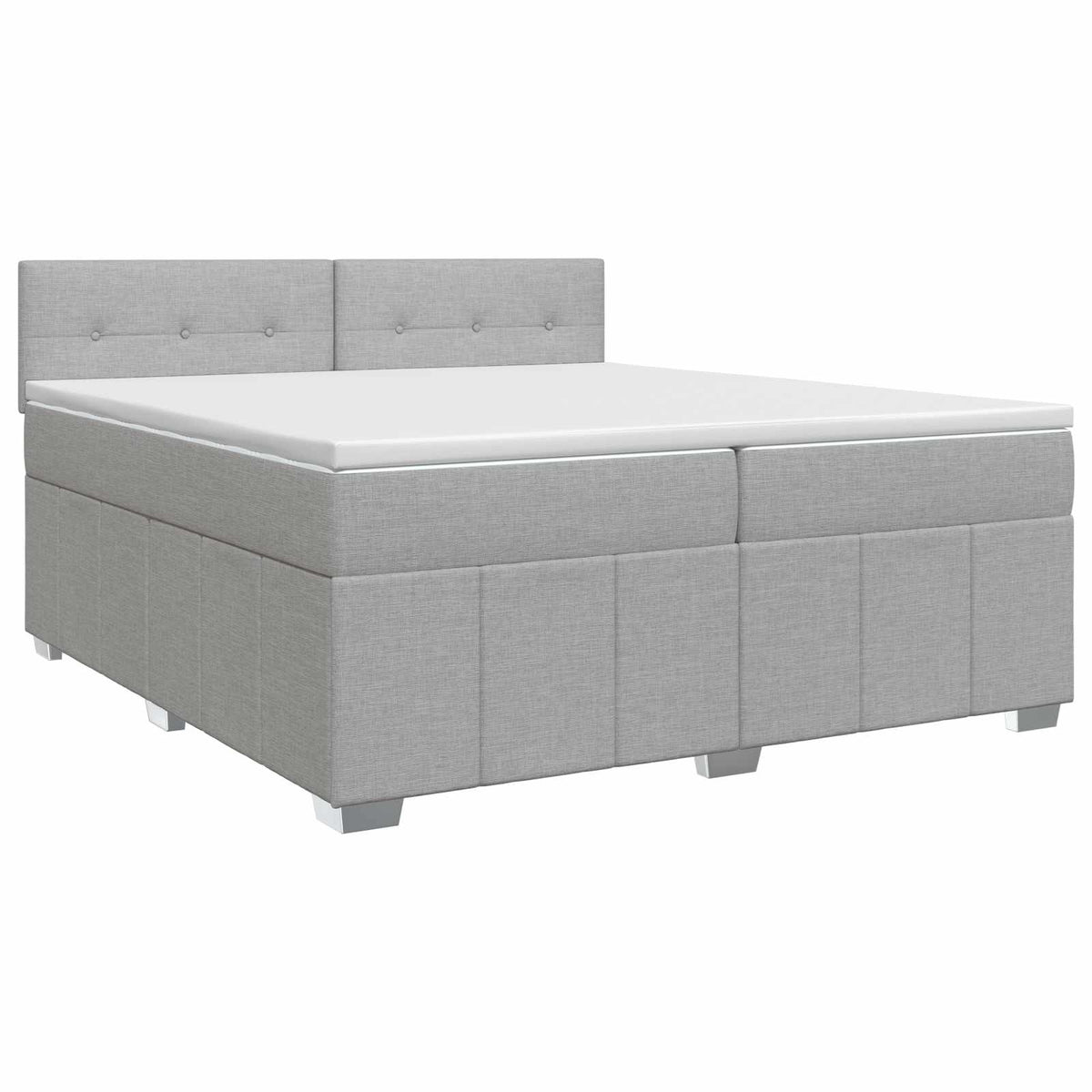vidaXL Łóżko kontynentalne z materacem jasnoszary 200 x 200 cm tkanina
