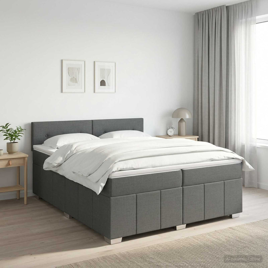 vidaXL Łóżko kontynentalne z materacem ciemnoszary 200 x 200 cm