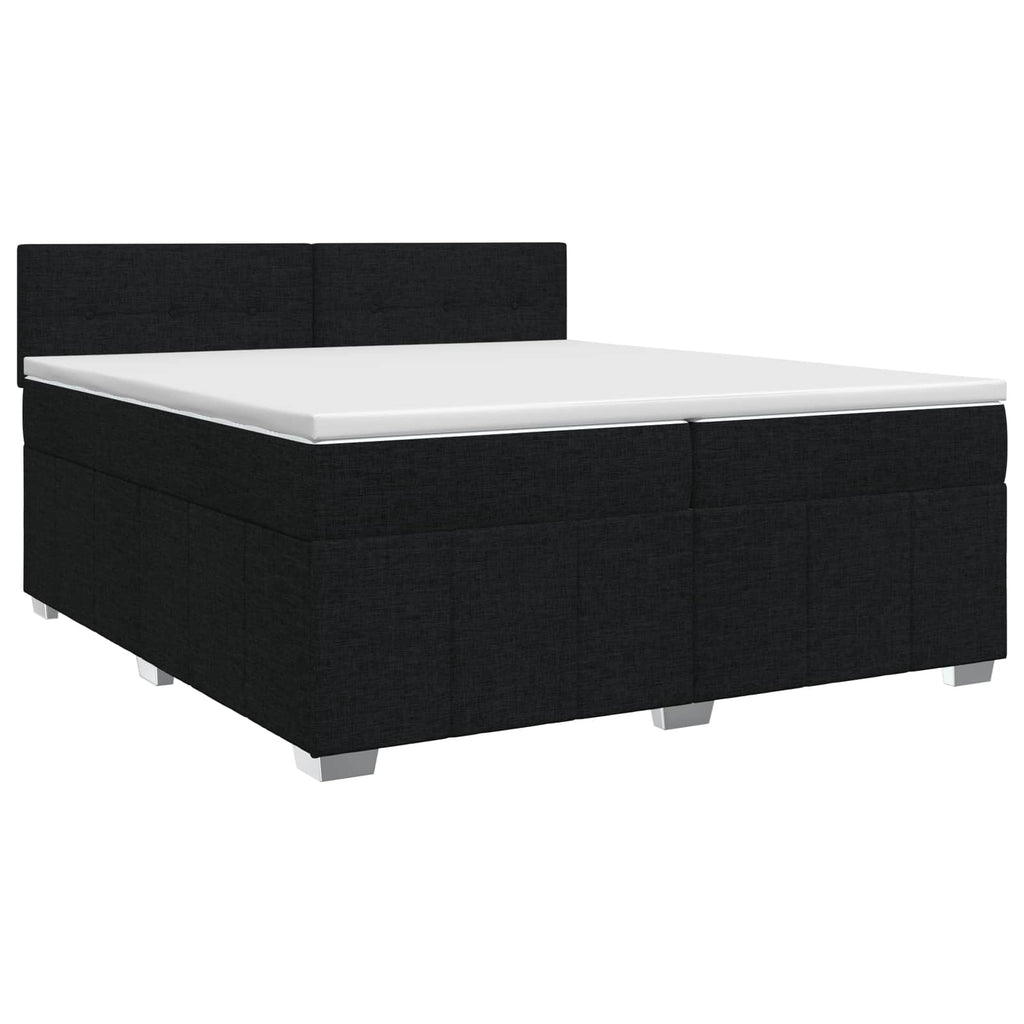vidaXL Łóżko kontynentalne z materacem Czarny 200 x 200 cm tkanina