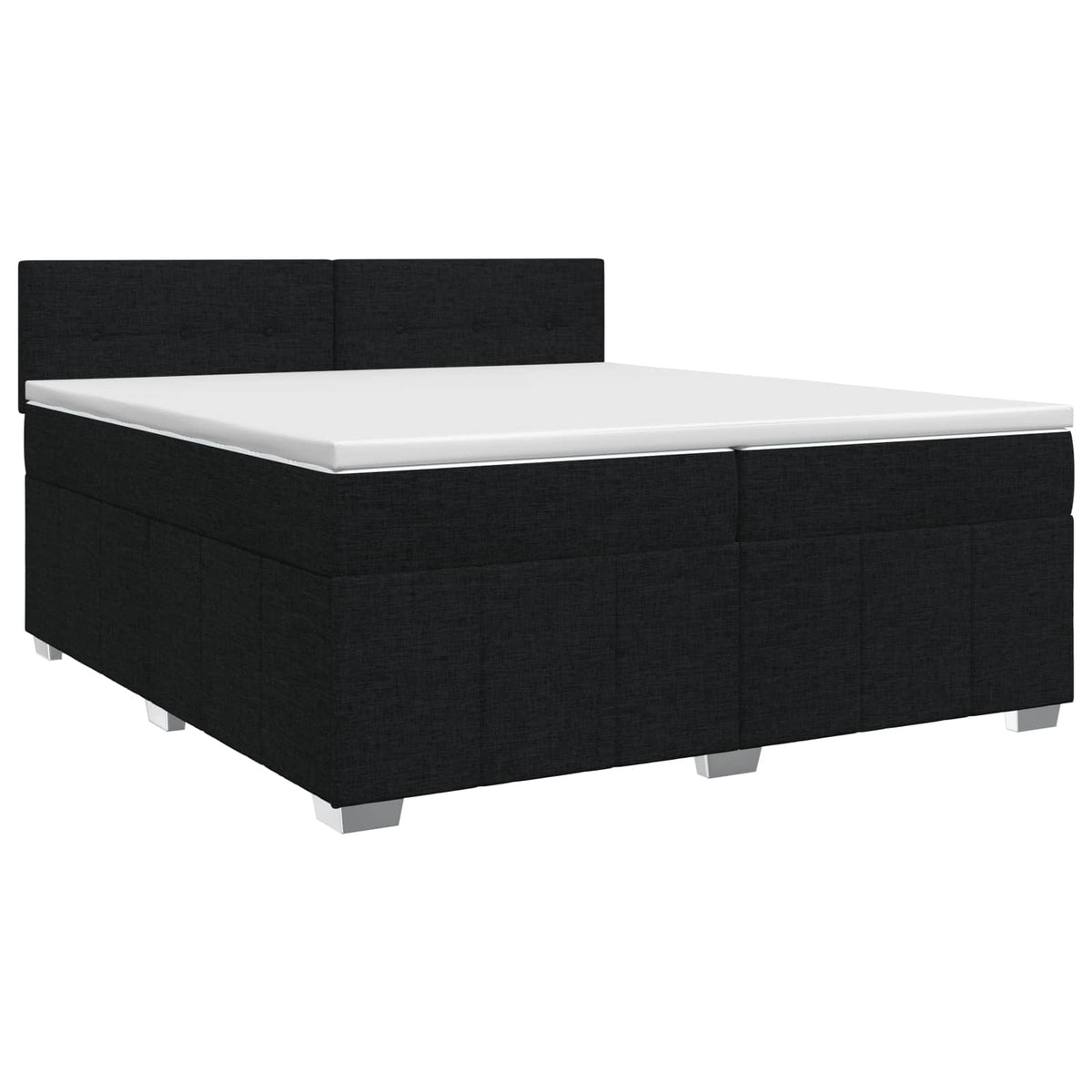 vidaXL Łóżko kontynentalne z materacem Czarny 200 x 200 cm tkanina