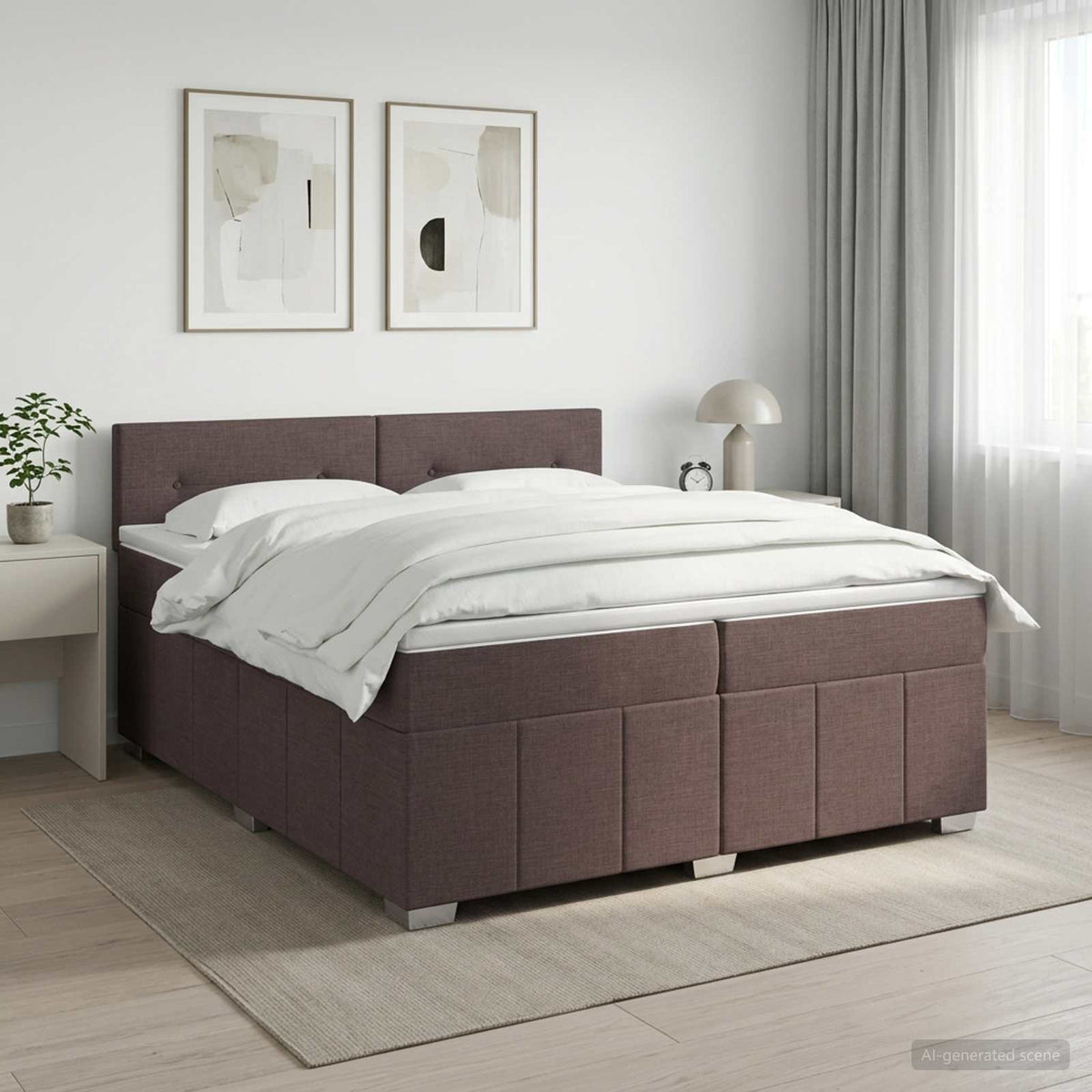 vidaXL Łóżko kontynentalne z materacem Ciemny brąz 200 x 200 cm