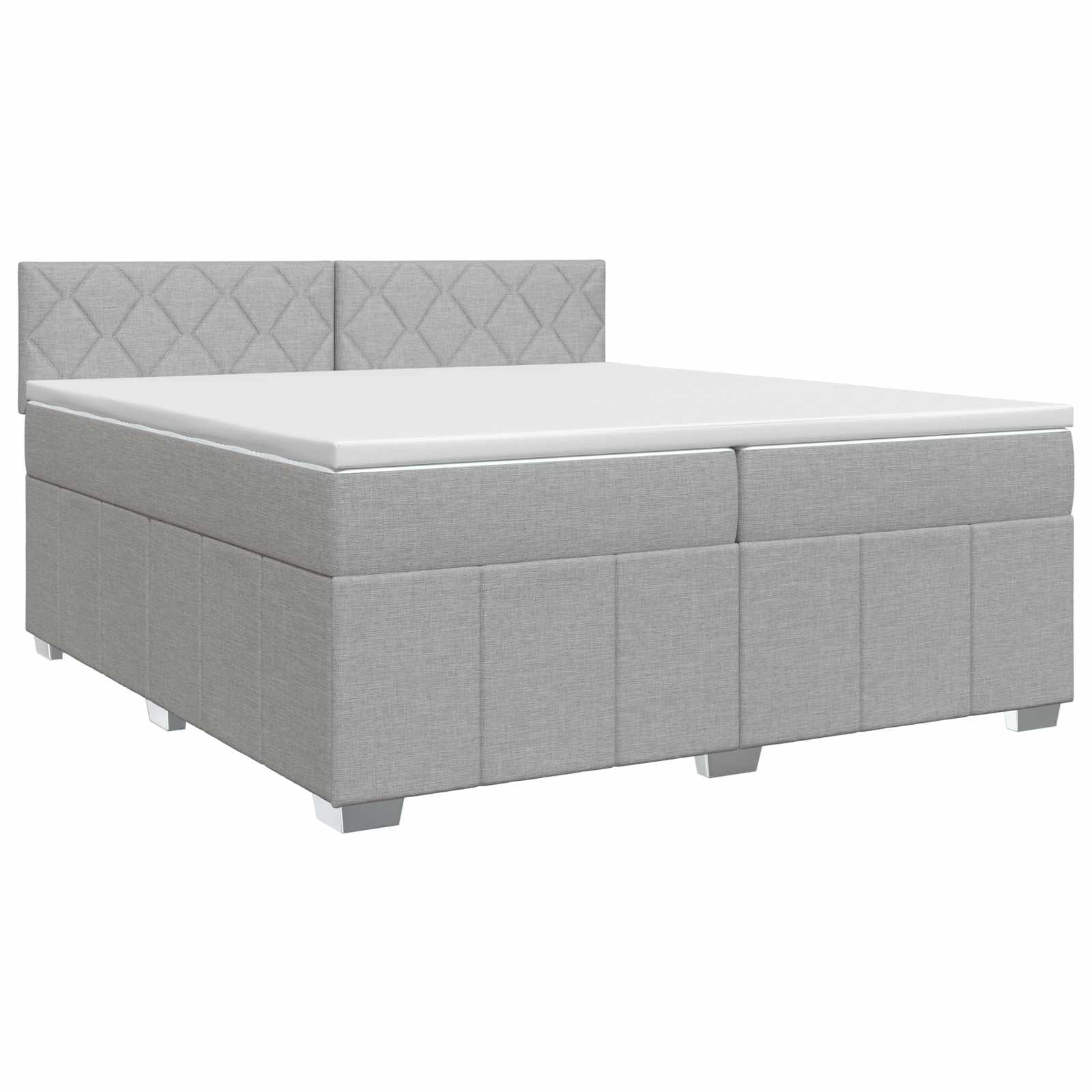 vidaXL Łóżko kontynentalne z materacem jasnoszary 200 x 200 cm tkanina