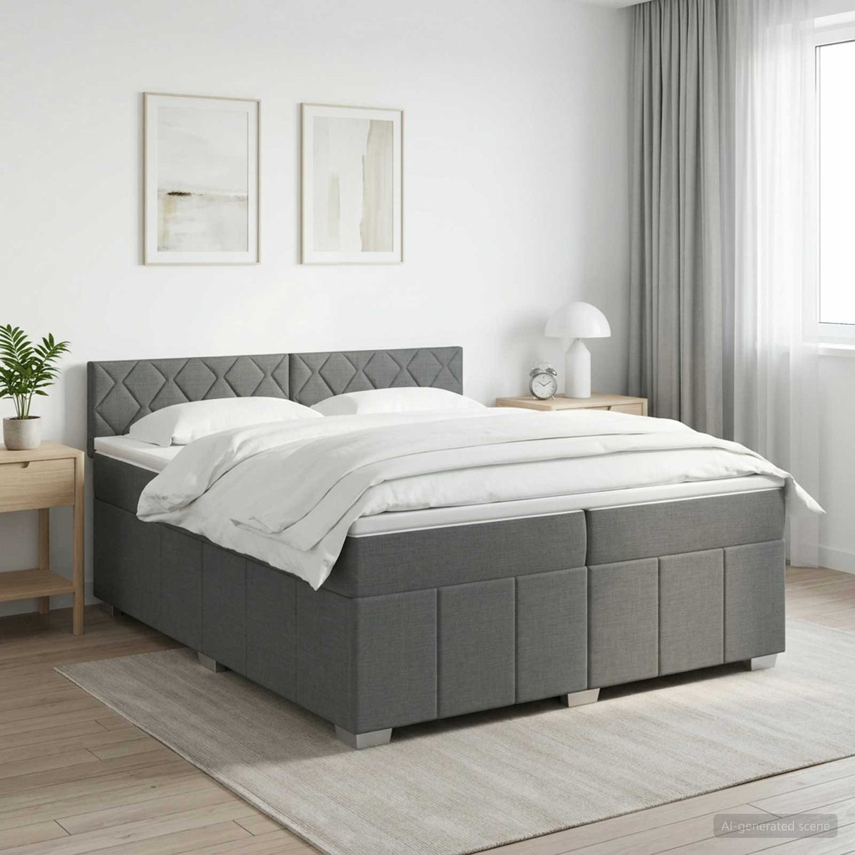 vidaXL Łóżko kontynentalne z materacem ciemnoszary 200 x 200 cm