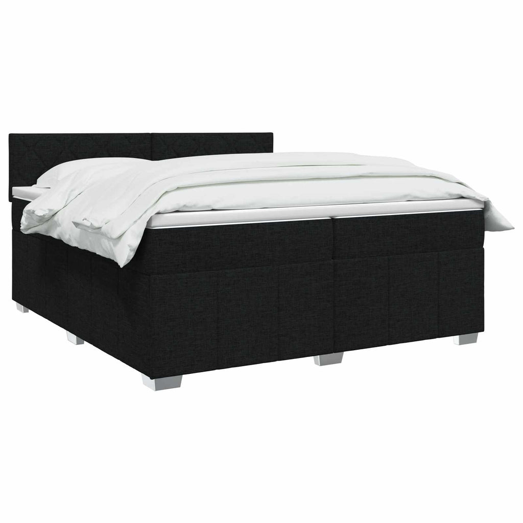 vidaXL Łóżko kontynentalne z materacem Czarny 200 x 200 cm tkanina