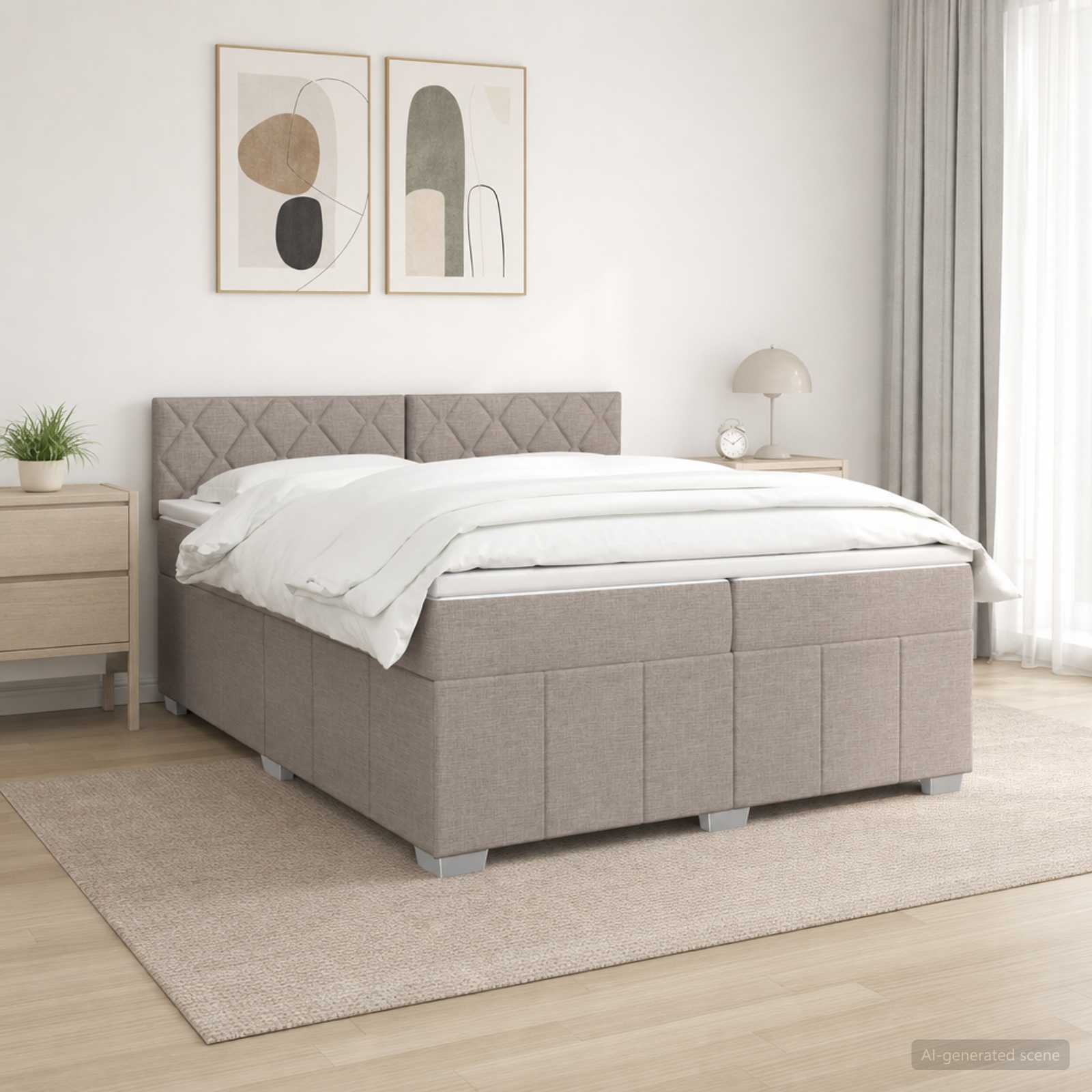 vidaXL Łóżko kontynentalne z materacem Ciemnoszary 200 x 200 cm