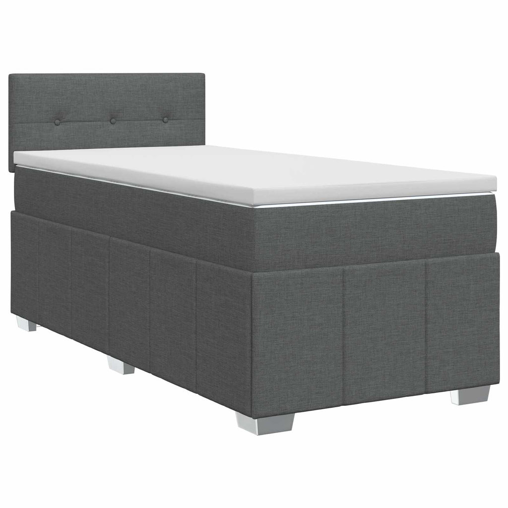 vidaXL Łóżko kontynentalne z materacem ciemnoszary 90 x 190 cm tkanina