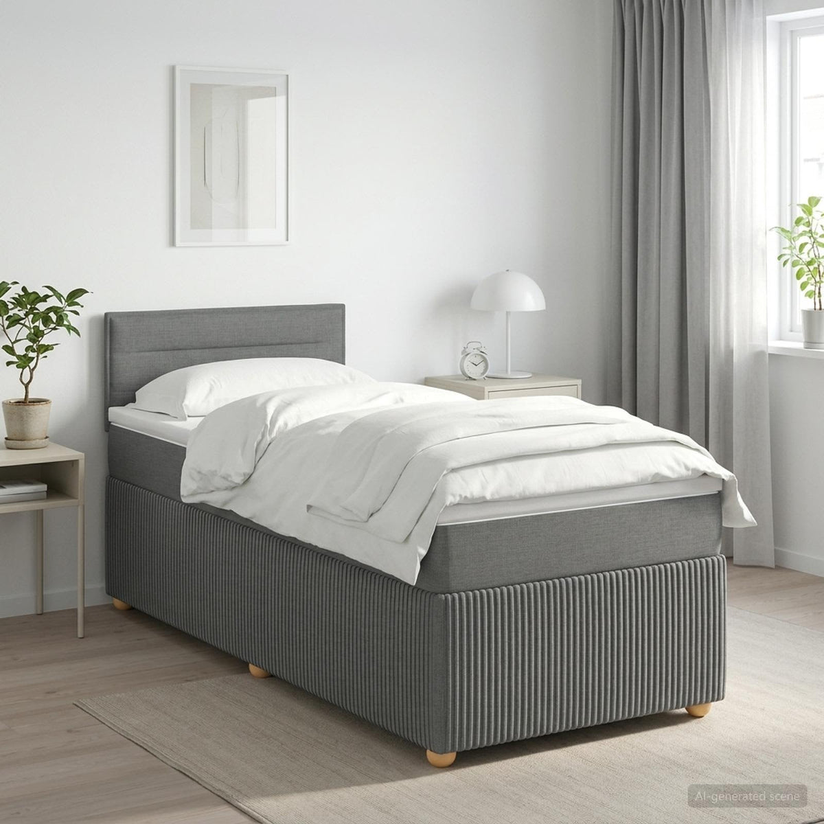 vidaXL Łóżko kontynentalne z materacem ciemnoszary 90 x 190 cm tkanina