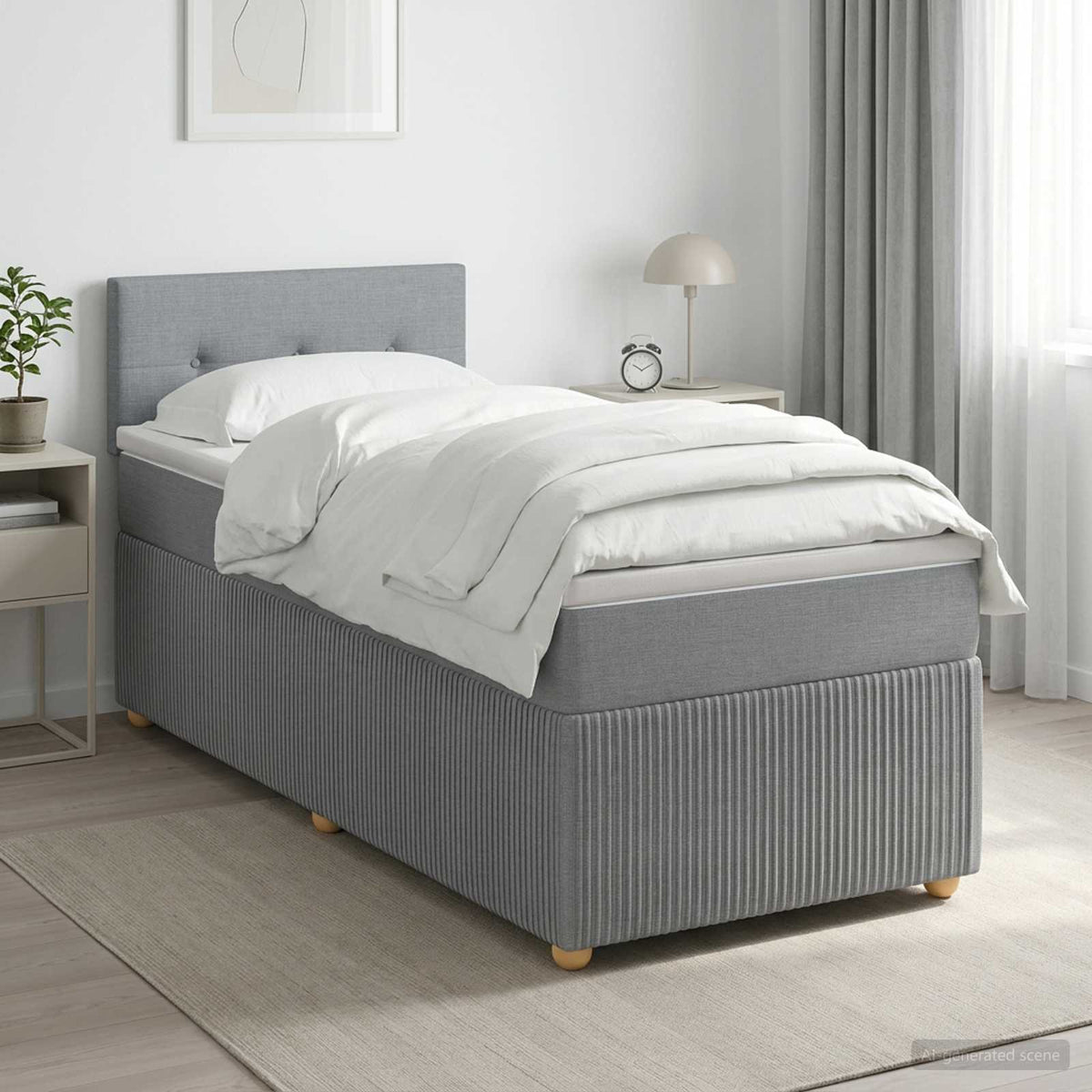 vidaXL Łóżko kontynentalne z materacem jasnoszary 100 x 200 cm tkanina