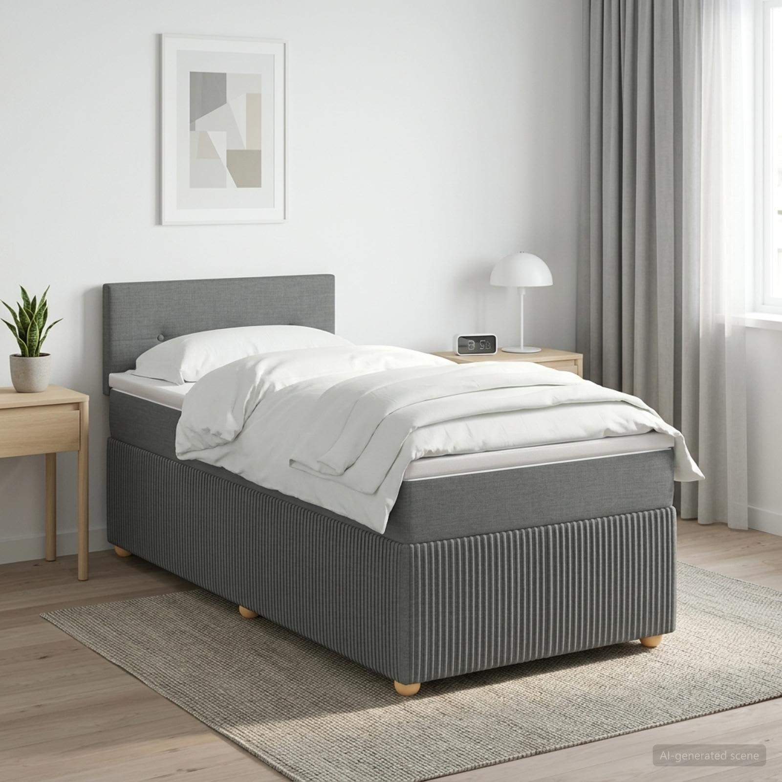 vidaXL Łóżko kontynentalne z materacem ciemnoszary 90 x 190 cm tkanina