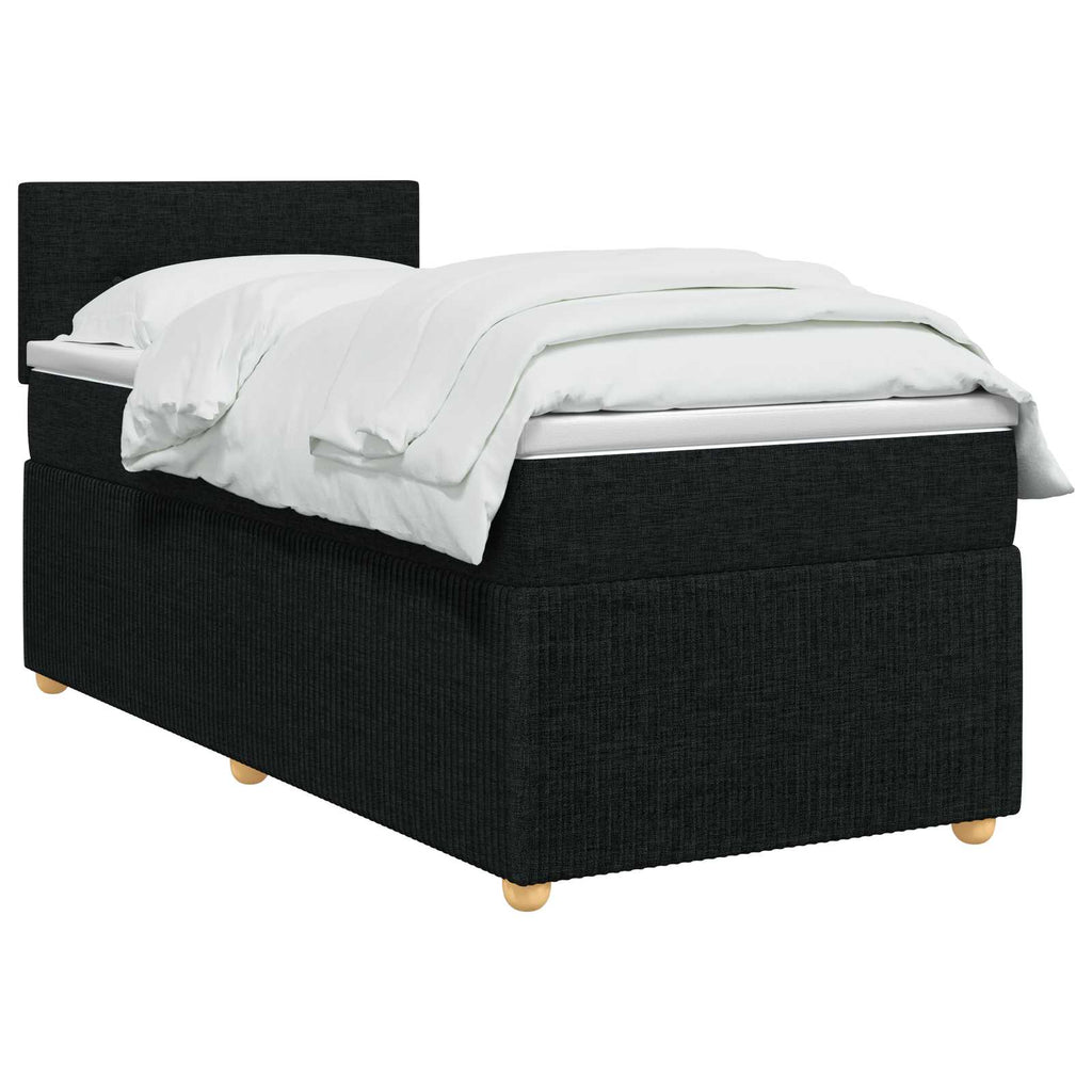 vidaXL Łóżko kontynentalne z materacem Czarny 80 x 200 cm tkanina