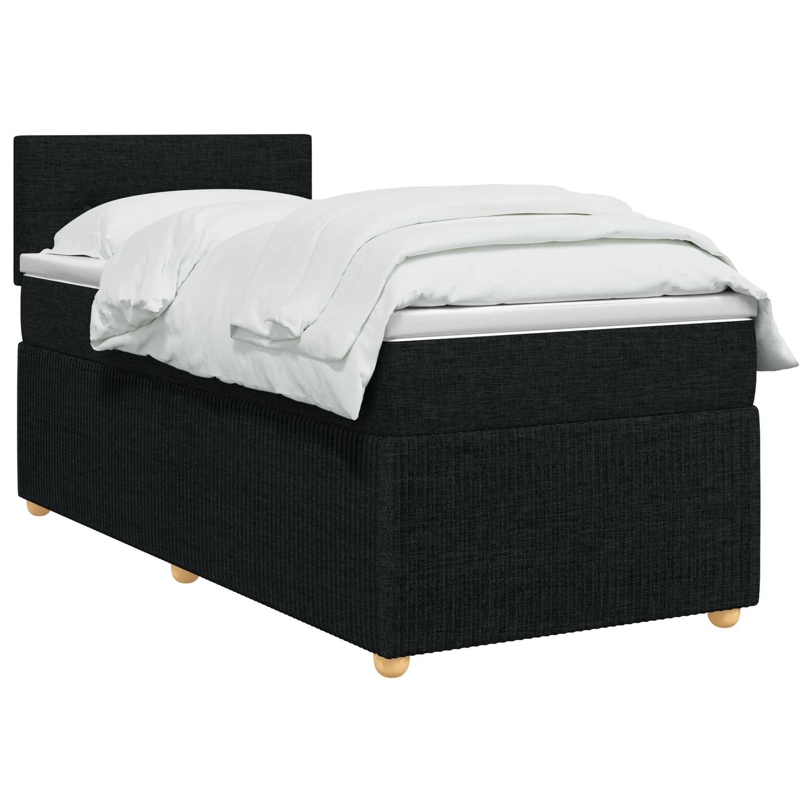 vidaXL Łóżko kontynentalne z materacem Czarny 80 x 200 cm tkanina
